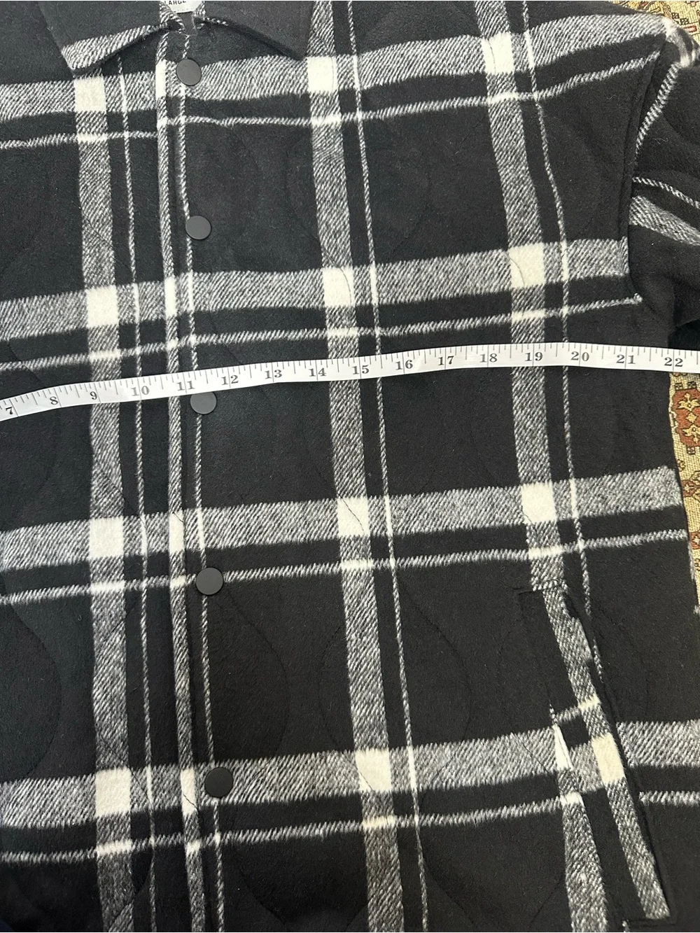 MAISON ARTICLE Quilted Plaid Overshirt - Black & White, NWT, Large
